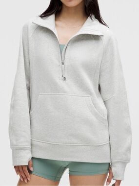 Lululemon Scuba Light Grey with Gold Zipper Half-Zip Funnel Neck